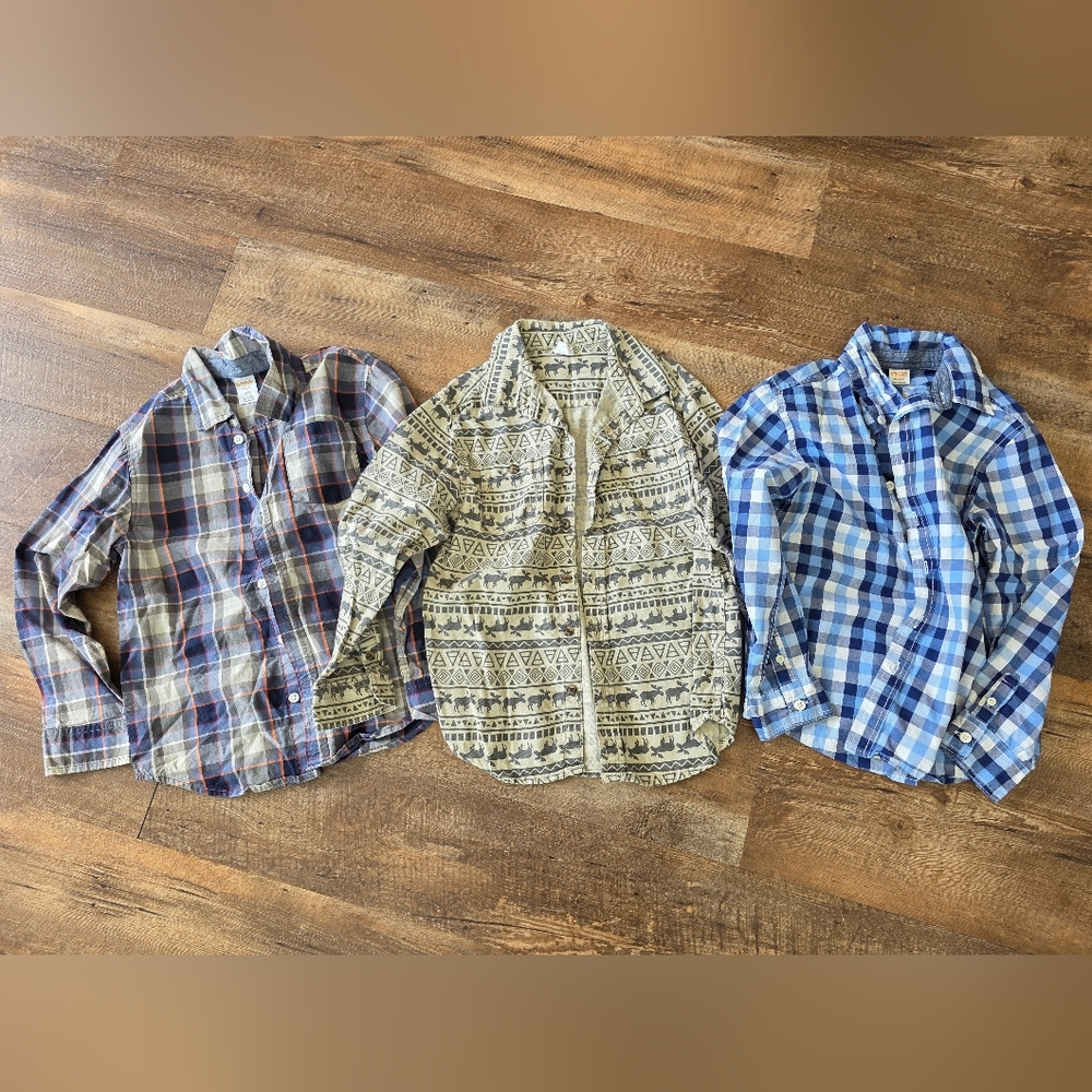 Gymboree Boys Plaid Button-Up Shirts Lot Of 3 Size 7/8. Excellent Condition